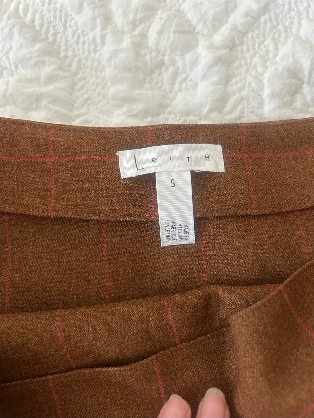 Leith Brown Windowpane Mini Skirt - Picture 4 of 7